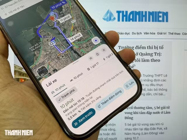 Đôi khi Google Maps không hiển thị lựa chọn Bắt đầu mà là Xem trước