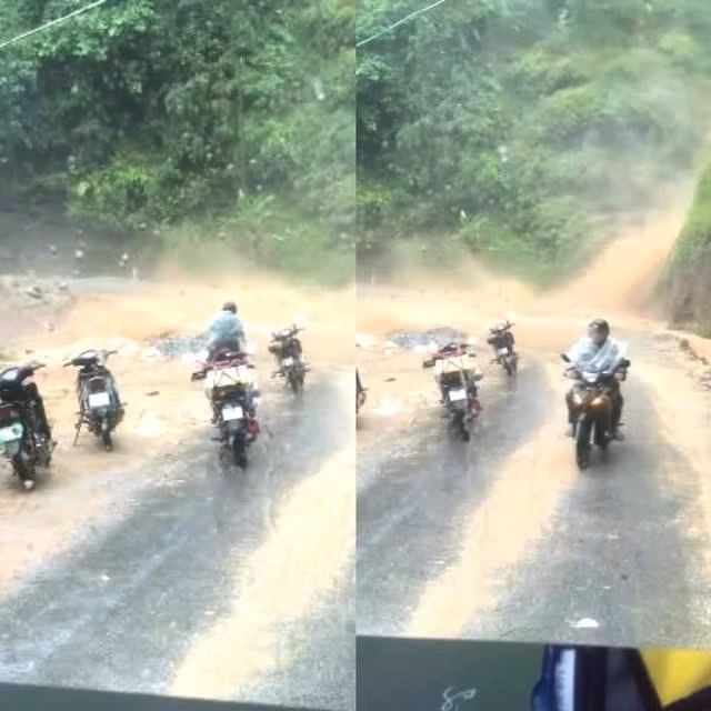 Người dân lo ngại khi dòng nước chảy như thác