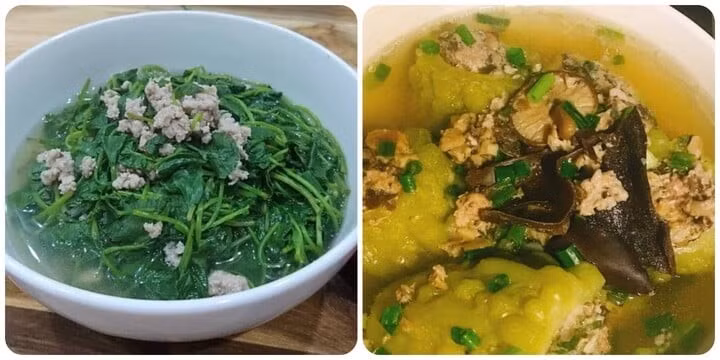 Canh rau má thịt bằm và mướp đắng nhồi thịt là hai món canh thanh nhiệt giải độc trong mùa hè rất tốt
