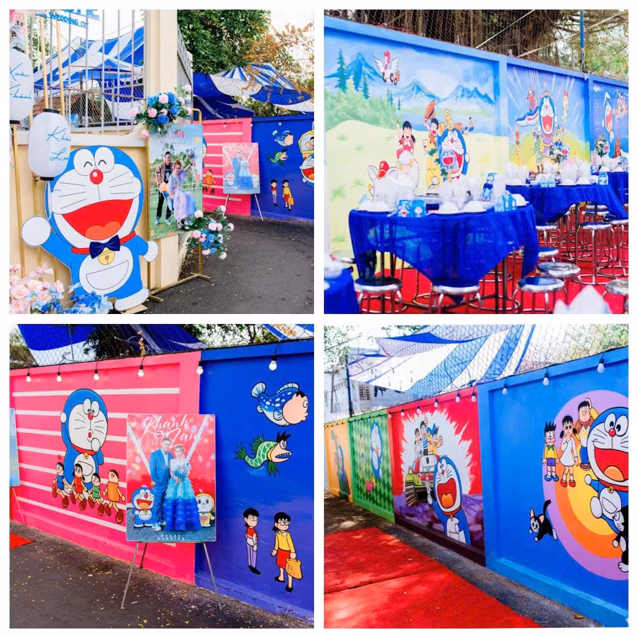 Ba mẹ chồng Khánh Lam tặng con dâu bức tường vẽ Doraemon khiến chị rất xúc động