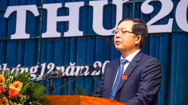 Ông Hồ Quốc Dũng, Bí thư Tỉnh ủy, Chủ tịch HĐND tỉnh Bình Định, phát biểu khai mạc