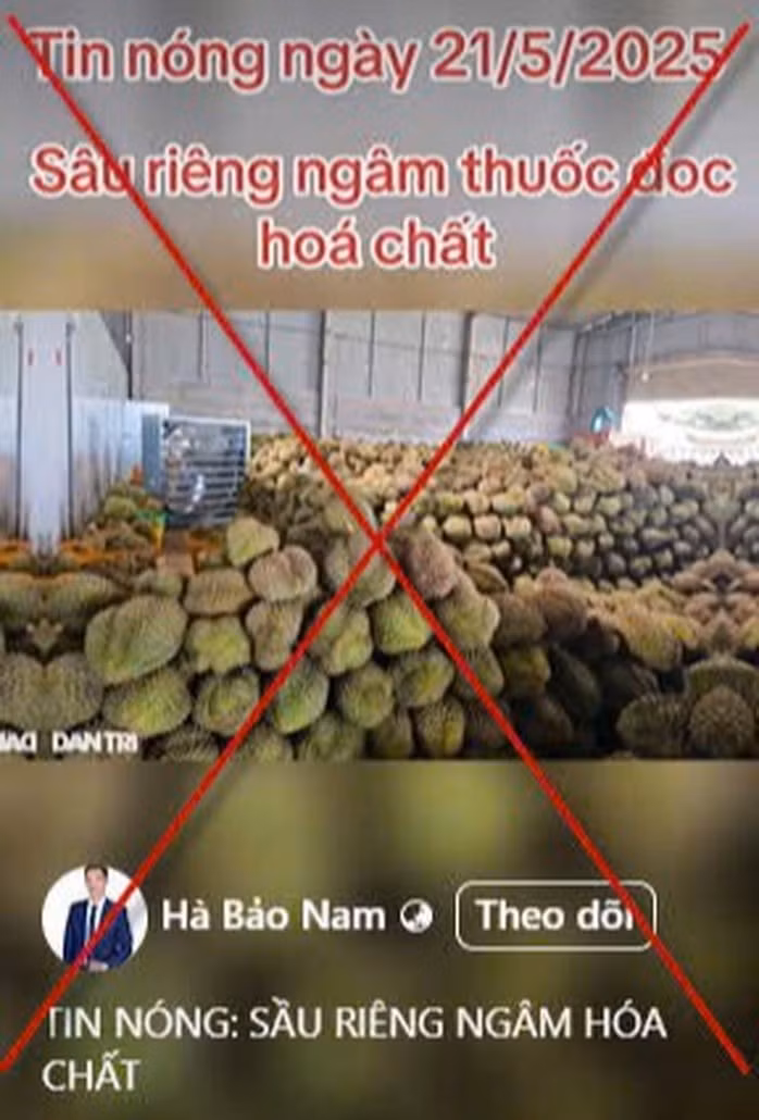 Một tài khoản Facebook đăng tải thông tin sai sự thật về sầu riêng
