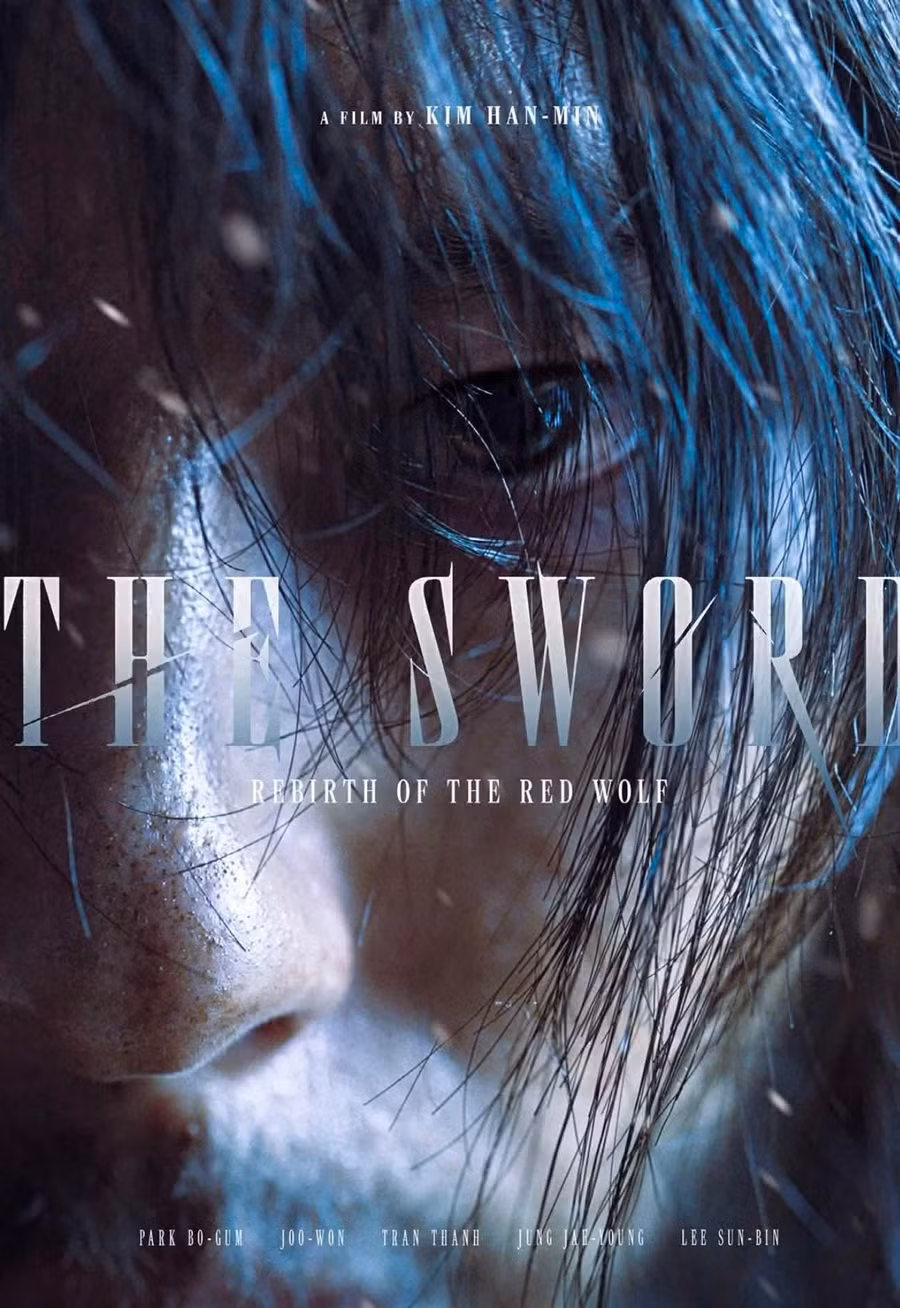 Poster The sword - Rebirth of the red wolf - hé lộ tạo hình nam chính Park Bo Gum. Tên Trấn Thành được đặt ở giữa cùng 4 nghệ sĩ Hàn Quốc.