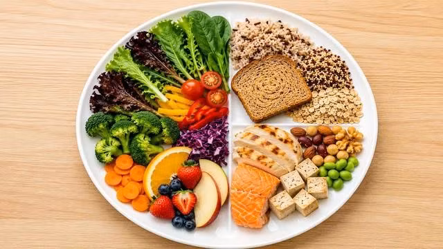 Một bữa ăn đơn giản có thể gồm 1/2 đĩa rau, 1/4 protein và 1/4 tinh bột chất lượng tốt