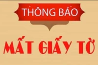 Thông báo mất giấy tờ xe