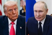 Tổng thống Mỹ Donald Trump (bìa trái) và Tổng thống Nga Vladimir Putin. Ảnh AP, Reuters