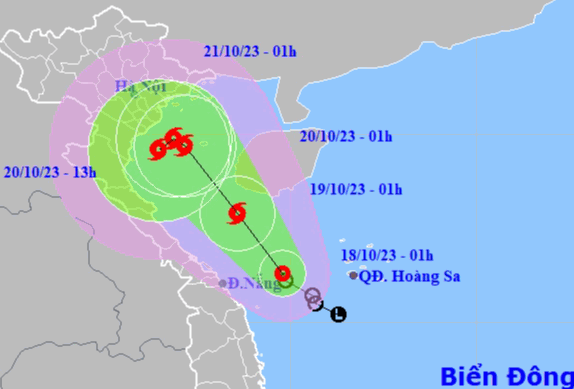 Dự báo hướng di chuyển của vùng áp thấp. Nguồn: Trung tâm dự báo khí tượng thủy văn quốc gia
