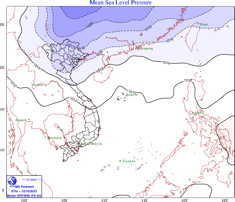 Dự báo phạm vi ảnh hưởng của các sóng không khí lạnh (nhận định đưa ra chiều 9-10)