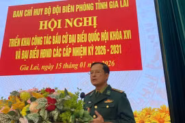 Đại tá Trần Tiến Hải, Chỉ huy trưởng BĐBP tỉnh Gia Lai chủ trì hội nghị triển khai hướng dẫn bầu cử đại biểu Quốc hội và HĐND các cấp nhiệm kỳ 2026-2031 vào ngày 15-1.