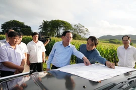 Chủ tịch UBND tỉnh Phạm Anh Tuấn khảo sát khu vực dự kiến quy hoạch khu trung tâm hành chính mới xã Cửu An tại thôn An Điền Bắc.