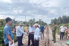 Cơ quan chức năng tiến hành đóng lối đi trái phép tại km 1093+260 (xã Tuy Phước)