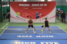 Giải thi đấu Pickleball dành cho cán bộ, công nhân viên ngành ngân hàng tỉnh Gia Lai tổ chức tại sân High Five, phường Pleiku ngày 18-1.