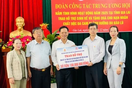 Đại tá Phạm Xuân Hưng thăm và tặng quà nạn nhân chất độc da cam bị thiệt hại do lũ lụt tại Gia Lai.