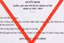Huế phát thông báo về quyết định giả mạo chuẩn y phó bí thư thành ủy