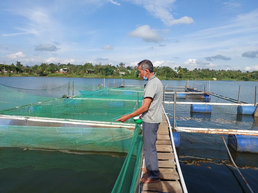 Mô hình nuôi cá lồng của ông Khương ở thôn 6, xã Ia Nhin. Ảnh: Nguyễn Diệp Mô hình nuôi cá lồng của ông Khương ở thôn 6, xã Ia Nhin. Ảnh: Nguyễn Diệp