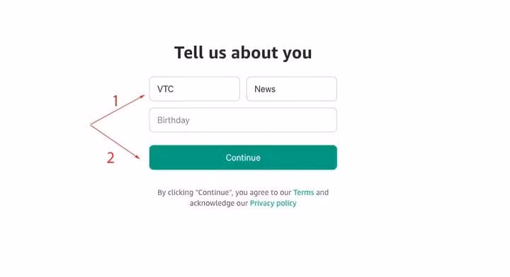 Điền các thông tin cần thiết, sau đó bấm Continue