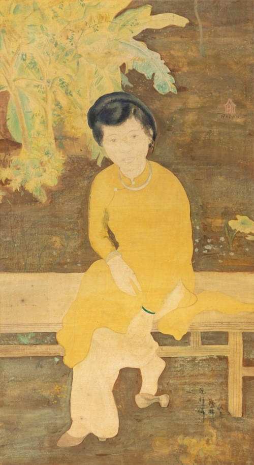 Bức Ngồi nghỉ của danh họa Nguyễn Tường Lân được gõ búa với giá hơn 440 nghìn euro (hơn 10,4 tỷ đồng). Ảnh: Sotheby's