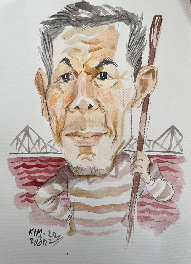 Ông Được Đen. Tranh: Kim Duẩn 'Bố già' xóm chân cầu ảnh 2