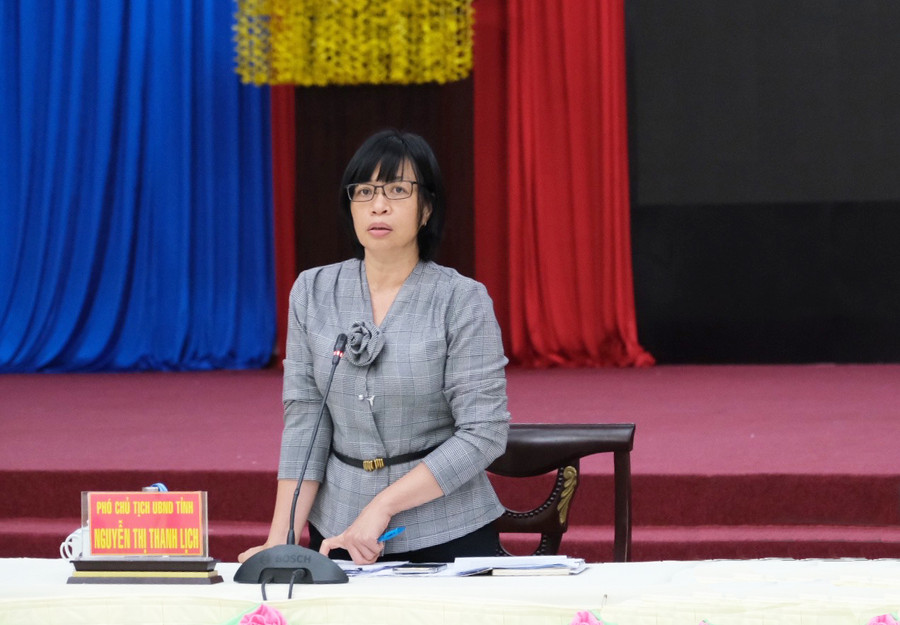 Phó Chủ tịch UBND tỉnh Nguyễn Thị Thanh Lịch định hướng thảo luận tại cuộc họp. Ảnh: Hoàng Ngọc Phó Chủ tịch UBND tỉnh Nguyễn Thị Thanh Lịch định hướng thảo luận tại cuộc họp. Ảnh: Hoàng Ngọc