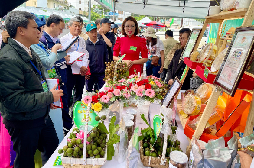Hội Nông dân tỉnh tổ chức phiên chợ nông sản và hội thi “Sản phẩm nông nghiệp tiêu biểu” để quảng bá và vinh danh các sản phẩm do nông dân sản xuất. Ảnh: Vũ Thảo