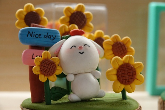 Một tiểu cảnh dễ thương từ đất sét được hoàn thiện qua đôi tay khéo léo của Thảo. Ảnh: Duy Tân