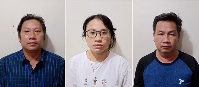 Các bị can Trần Thanh Phong, Lê Thị Hồng Xuyên và Tiêu Quốc Cường (từ trái qua). Ảnh: BCA