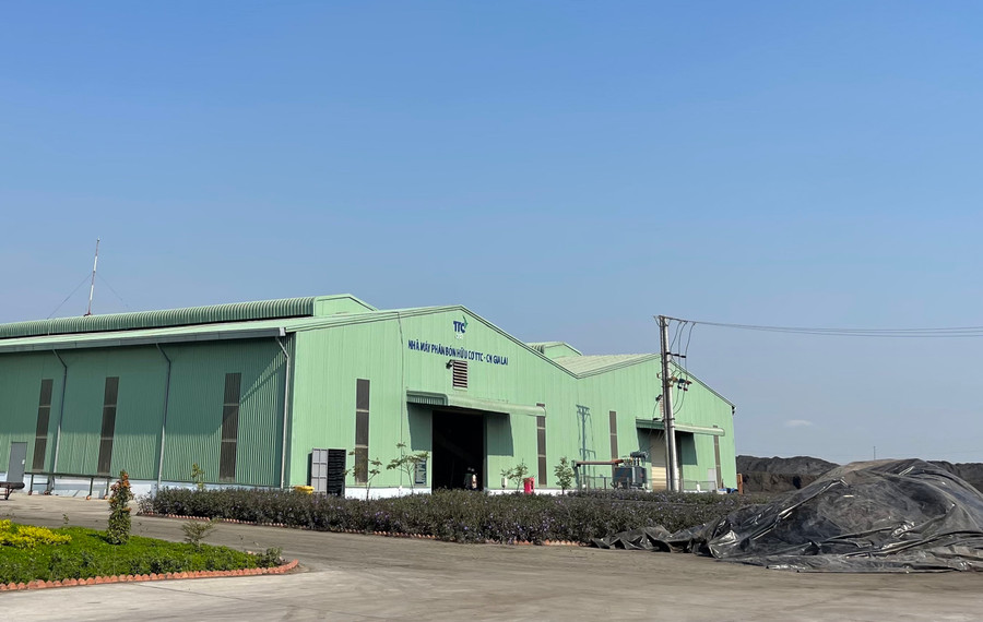 Dự án sản xuất phân vi sinh của Công ty cổ phần Phát triển nông nghiệp Thành Thành Công-Chi nhánh Gia Lai tại Cụm Công nghiệp Ia Sao (thị xã Ayun Pa). Ảnh: Vũ Thảo