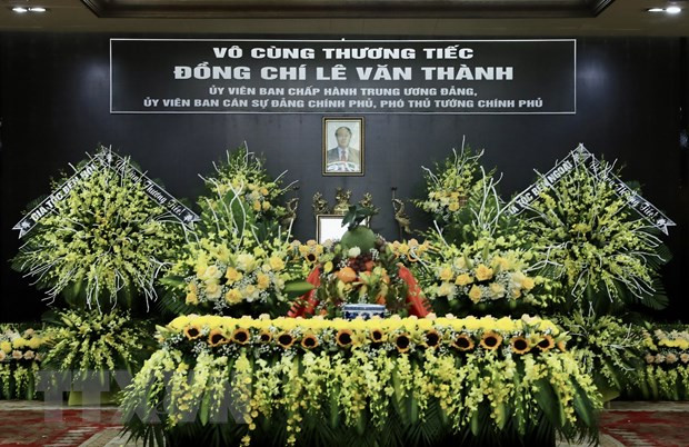 Linh cữu Phó Thủ tướng Lê Văn Thành được quàn tại Trung tâm Hội nghị thành phố Hải Phòng. Ảnh: Lâm Khánh/TTXVN