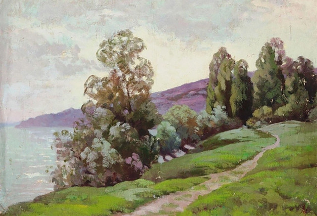 Bán đấu giá 19 bức tranh của vua Hàm Nghi ở Pháp - Ảnh 2. Tác phẩm Con đường dài dọc sông của vua Hàm Nghi. Ảnh: DROUOT.COM