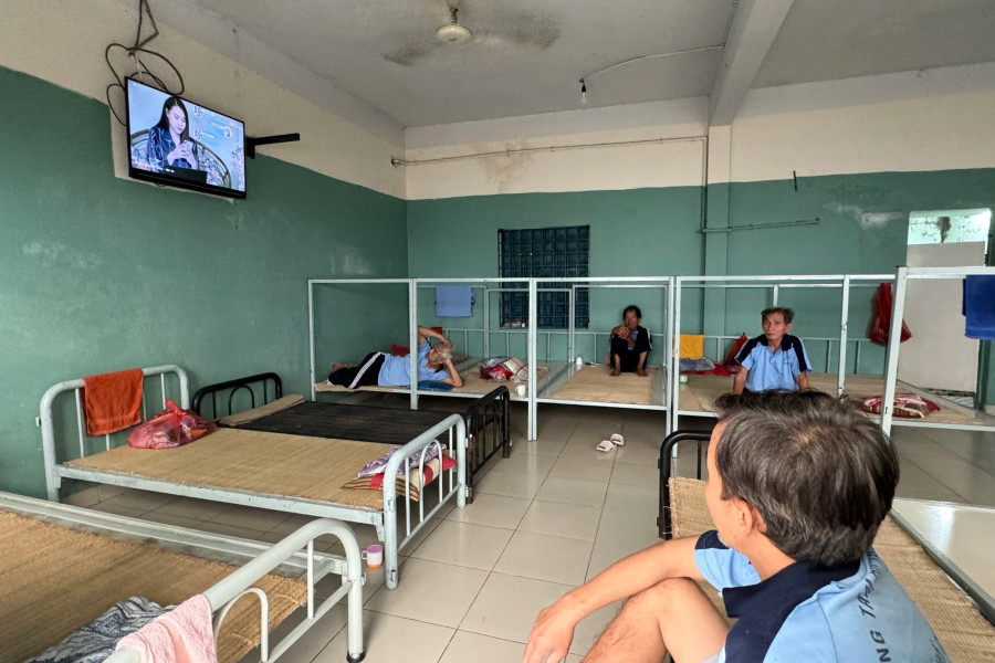 Phòng sinh hoạt của các trường hợp lang thang xin ăn đưa về Trung tâm hỗ trợ xã hội TP.HCM