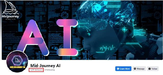 Trang giả mạo Midjourney trên Facebook có lượt người theo dõi lên tới 1,2 triệu Trang giả mạo Midjourney trên Facebook có lượt người theo dõi lên tới 1,2 triệu
