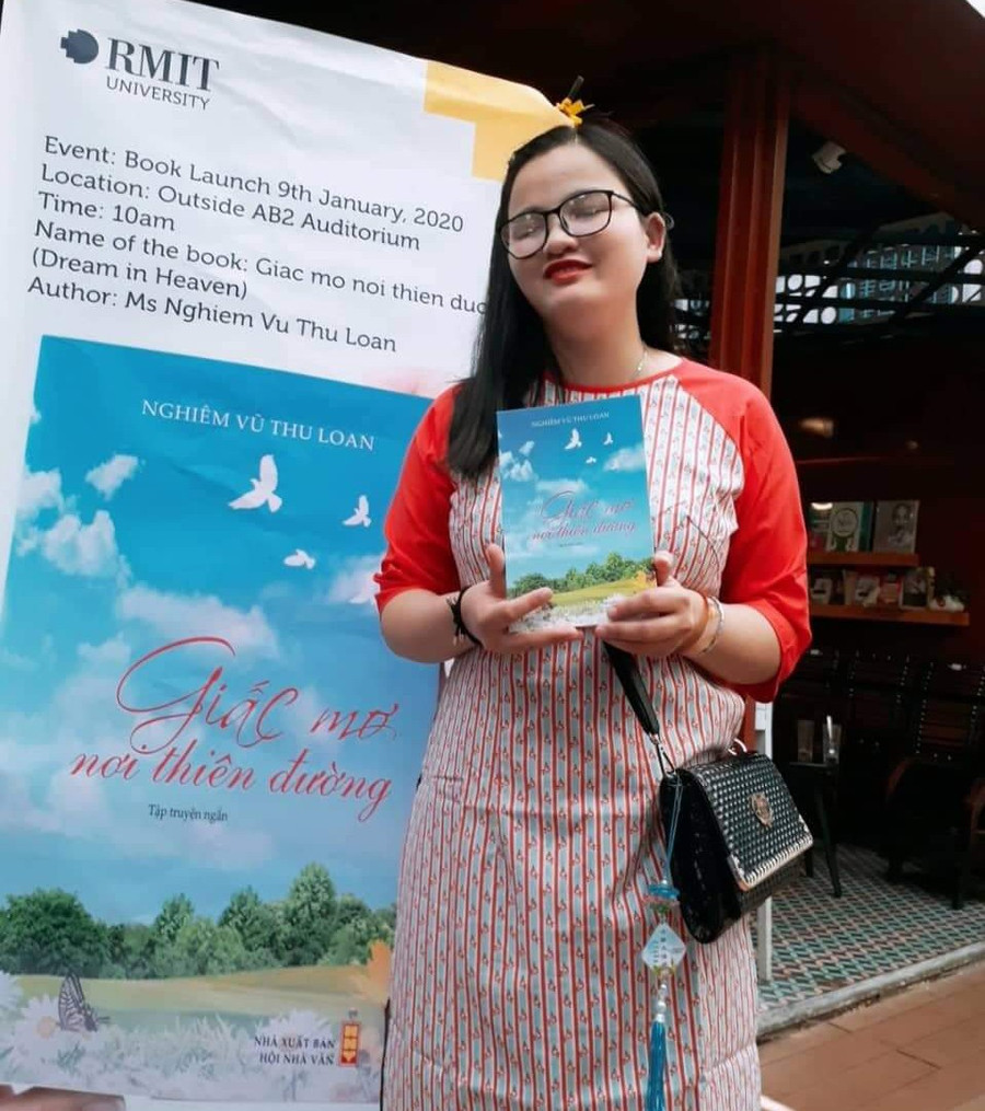 Thu Loan trong buổi ra mắt sách Giấc mơ nơi thiên đường