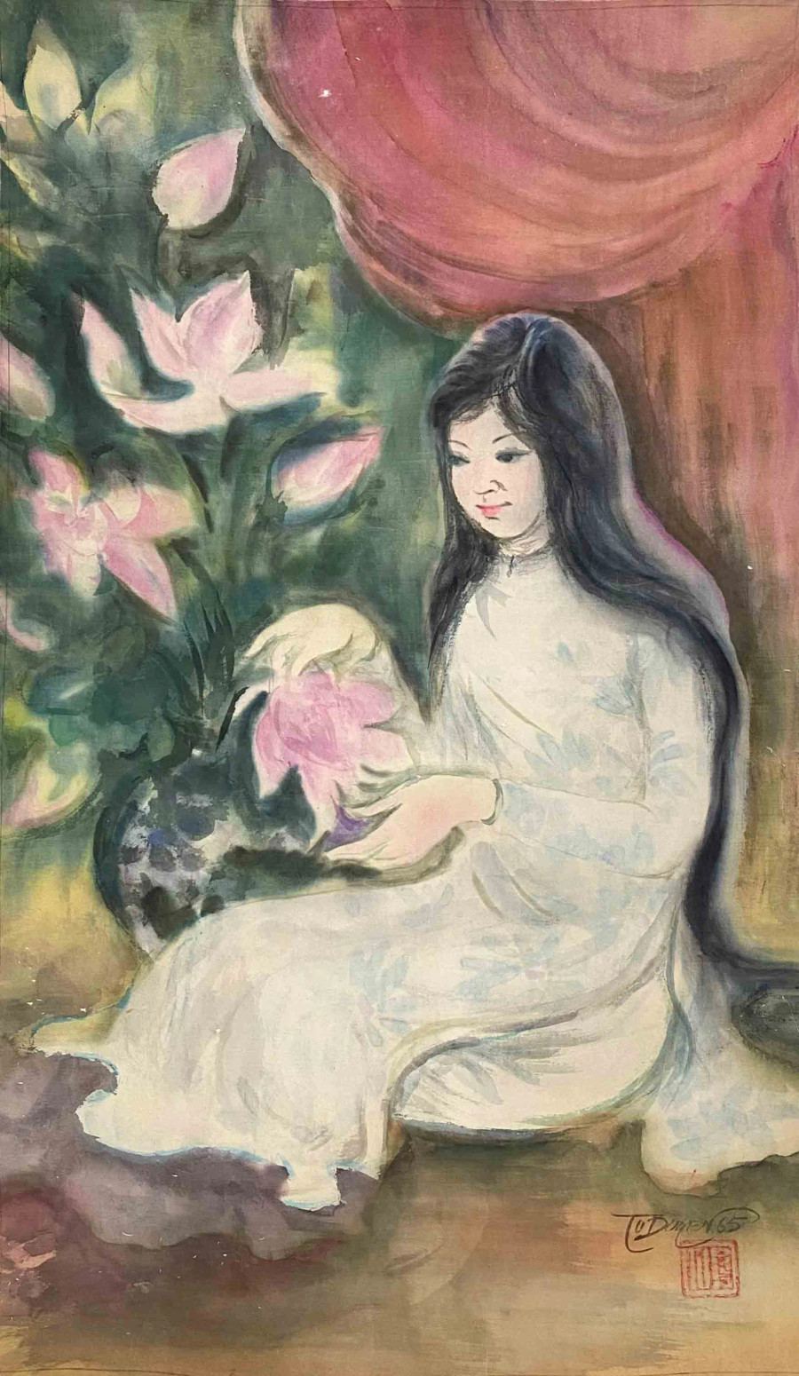 Các tác phẩm vẽ thiếu nữ và sen của họa sĩ Tú Duyên Các tác phẩm vẽ thiếu nữ và sen của họa sĩ Tú Duyên