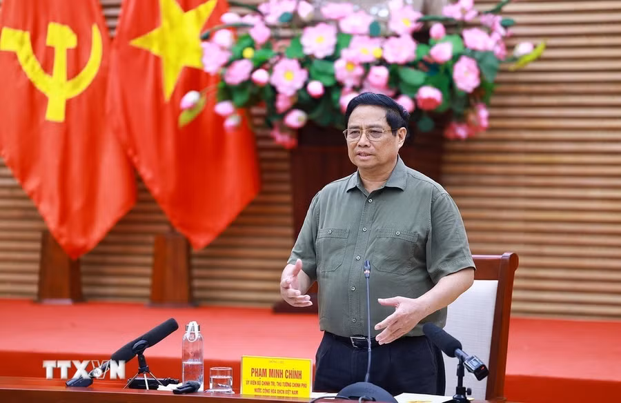 Thủ tướng Phạm Minh Chính phát biểu chỉ đạo. (Ảnh: Dương Giang/TTXVN)