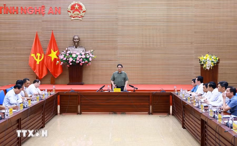 Thủ tướng Phạm Minh Chính phát biểu chỉ đạo. (Ảnh: Dương Giang/TTXVN)