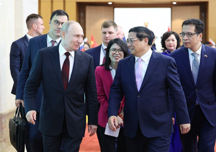 Chiều 20/6/2024, tại Trụ sở Chính phủ, Thủ tướng Phạm Minh Chính hội kiến Tổng thống Liên bang Nga Vladimir Putin thăm cấp Nhà nước tới Việt Nam. (Ảnh: Dương Giang/TTXVN) Chiều 20/6/2024, tại Trụ sở Chính phủ, Thủ tướng Phạm Minh Chính hội kiến Tổng thống Liên bang Nga Vladimir Putin thăm cấp Nhà nước tới Việt Nam. (Ảnh: Dương Giang/TTXVN)