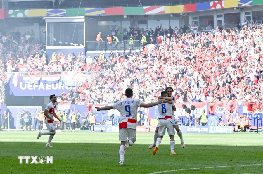 Croatia hòa kịch tính với Albania tại EURO 2024. (Ảnh: THX/TTXVN)