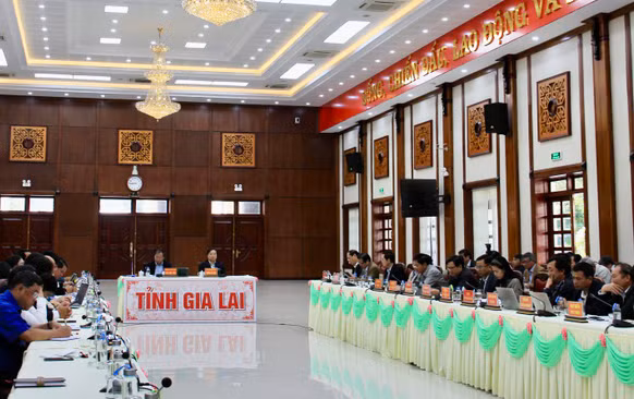 Quang cảnh hội thảo tại điểm cầu Gia Lai. Ảnh: Lam Nguyên Quang cảnh hội thảo tại điểm cầu Gia Lai. Ảnh: Lam Nguyên