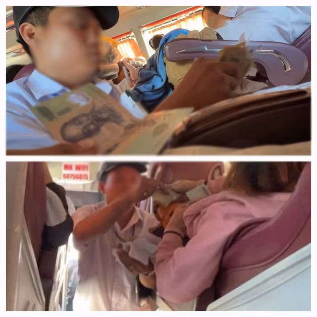 Phụ xe của nhà xe T.C thu tiền khách nhưng không phát vé