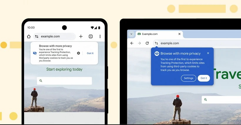 Người dùng sẽ nhận được thông báo khi được chọn tham gia thử nghiệm tính năng Bảo vệ Theo dõi. Người dùng sẽ nhận được thông báo khi được chọn tham gia thử nghiệm tính năng Bảo vệ Theo dõi.