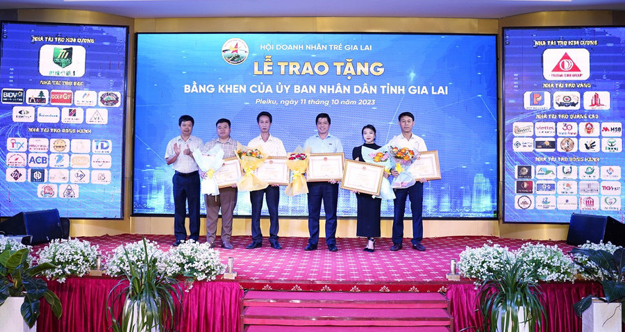 Phó Chủ tịch UBND tỉnh Nguyễn Hữu Quế trao bằng khen của Chủ tịch UBND tỉnh cho các cá nhân có thành tích xuất sắc. Ảnh: Hà Đức Thành