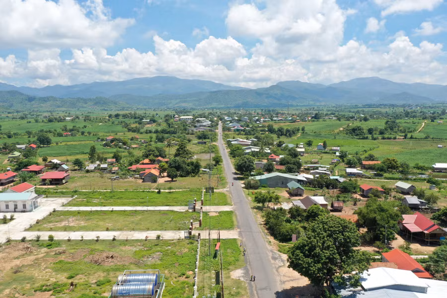 Trung tâm xã Ia Mlah nhìn từ trên cao. Ảnh: L.N