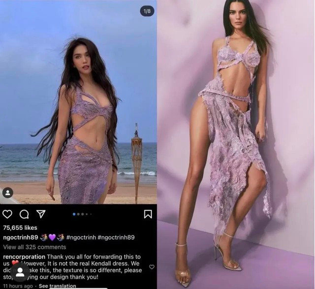 Những ồn ào của người mẫu Ngọc Trinh trước khi bị bắt - Ảnh 4. Ngọc Trinh từng bị nhãn hàng tố mặc đồ nhái nhưng không lên tiếng xin lỗi. Ảnh: TL