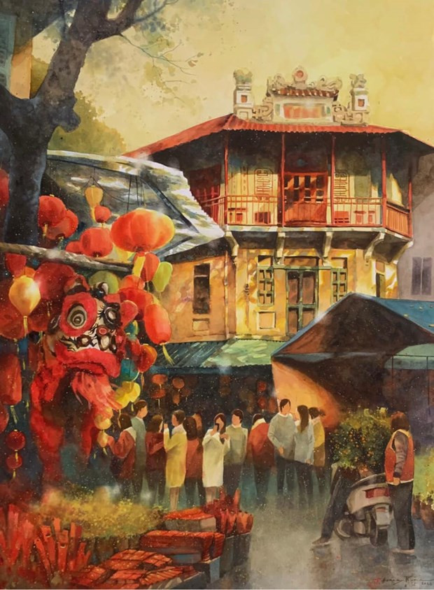 Góc phố cổ gần dịp Trung Thu.