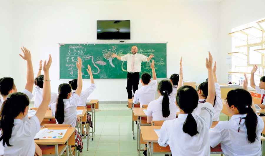 APC Gia Lai áp dụng mô hình giảng dạy chương trình phổ thông chất lượng cao có tăng cường tiếng Anh với giáo viên nước ngoài. Ảnh: N.U APC Gia Lai áp dụng mô hình giảng dạy chương trình phổ thông chất lượng cao có tăng cường tiếng Anh với giáo viên nước ngoài. Ảnh: N.U