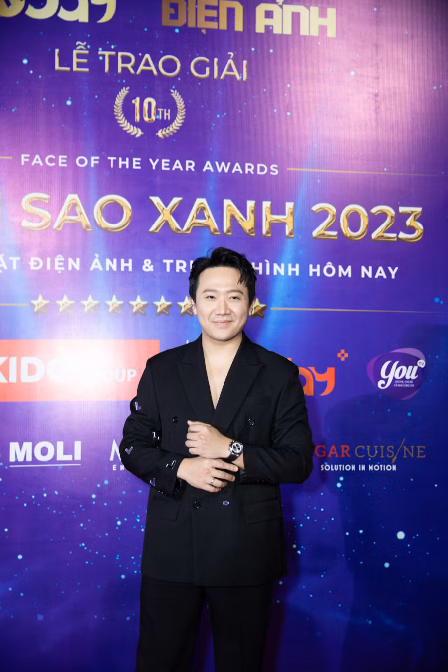 Trấn Thành tại lễ trao giải Ngôi sao xanh. Thời gian gần đây, anh bận rộn với việc ra mắt dự án điện ảnh Mai