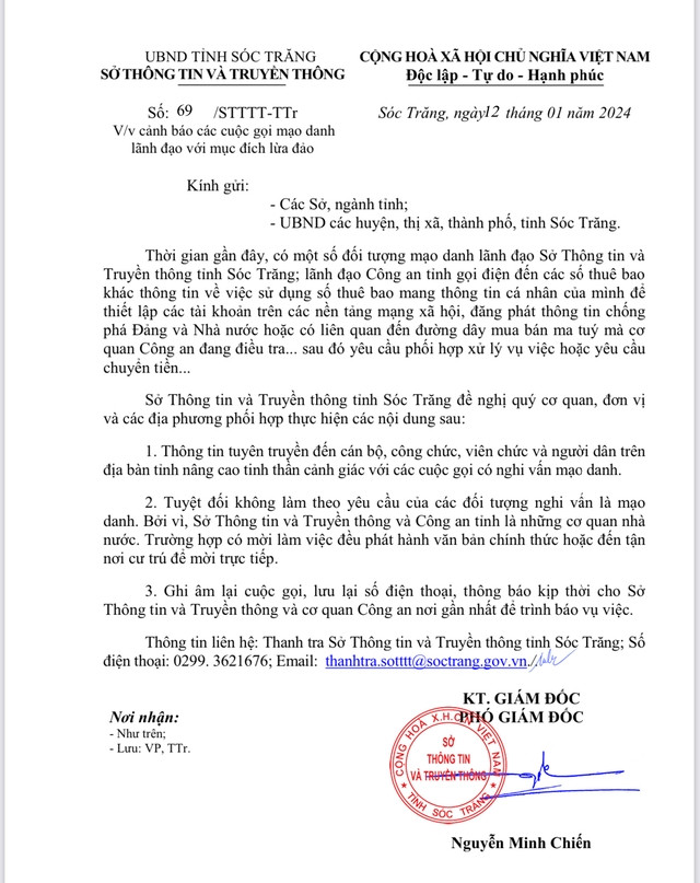 Sở Thông tin và Truyền thông tỉnh Sóc Trăng khuyến cáo người dân cảnh giác đối với các đối tượng là đảo qua không gian mạng Sở Thông tin và Truyền thông tỉnh Sóc Trăng khuyến cáo người dân cảnh giác đối với các đối tượng là đảo qua không gian mạng