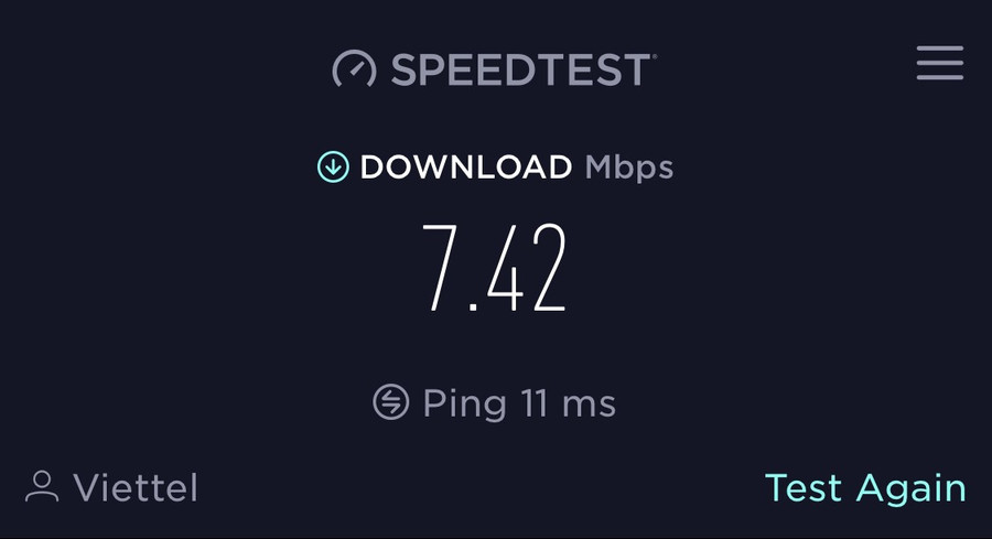 Tốc độ internet trên điện thoại di động, được đo vào chiều ngày 30.1.2022. Ảnh: Anh Vũ Tốc độ internet trên điện thoại di động, được đo vào chiều ngày 30.1.2022. Ảnh: Anh Vũ