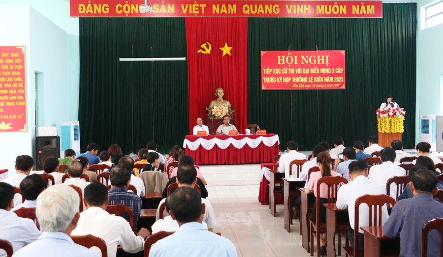 Quang cảnh buổi tiếp xúc cử tri tại phường Yên Thế (TP. Pleiku). Ảnh: Quang Tấn