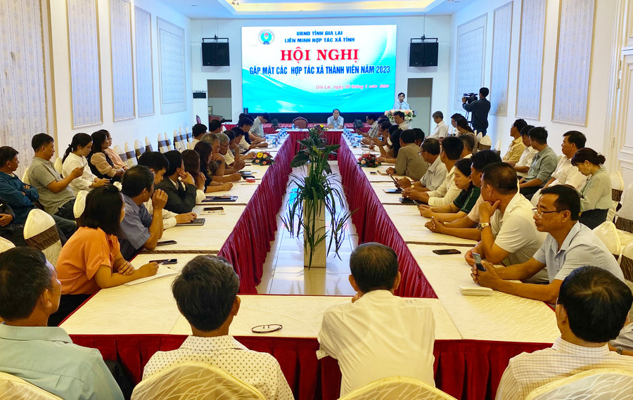 Nhiều kiến nghị liên quan đến việc khó tiếp cận nguồn vốn được đưa ra tại Hội nghị gặp mặt các HTX thành viên năm 2023 do Liên minh HTX tỉnh tổ chức. Ảnh: Hà Duy Nhiều kiến nghị liên quan đến việc khó tiếp cận nguồn vốn được đưa ra tại Hội nghị gặp mặt các HTX thành viên năm 2023 do Liên minh HTX tỉnh tổ chức. Ảnh: Hà Duy